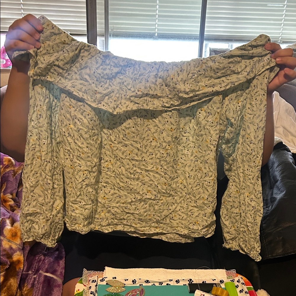 a.n.a Green Floral Top